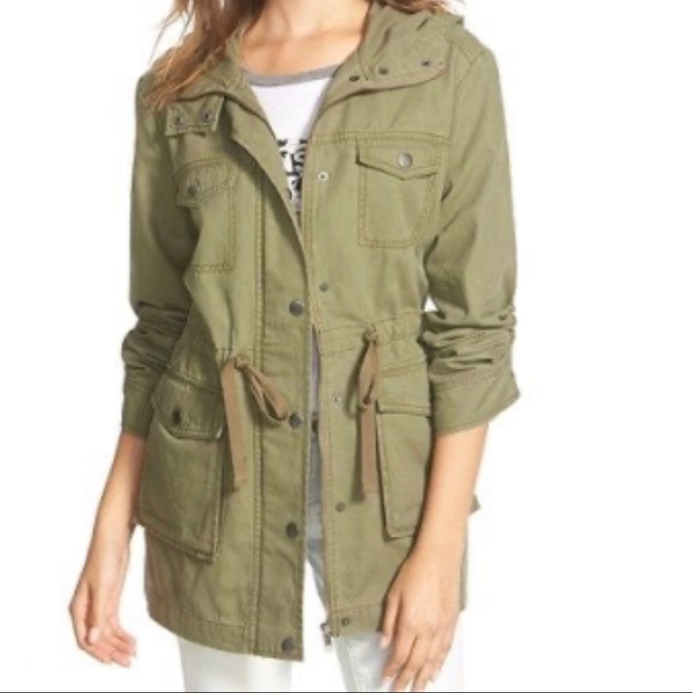 Bp Green Hooded Utility-Style Jacket Size S